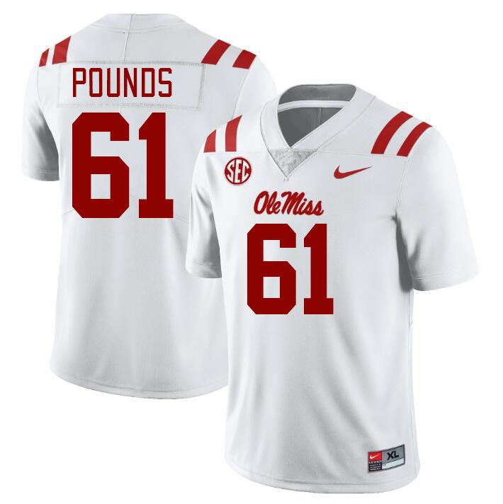 Men #61 Diego Pounds Ole Miss Rebels College Football Jerseys Stitched-White